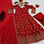 Rust heavy embroidered anarkali suit with pant & dupatta
