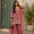 mauve color beautiful embroidery sequins work  silk blend kurti palazzo set