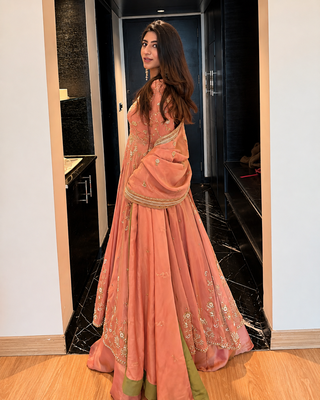 Pink star georgette embroidered lehenga set 2