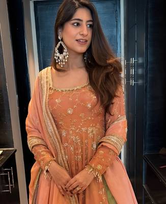 Pink star georgette embroidered lehenga set 3