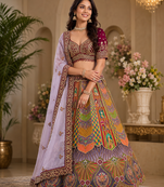 multicolor color Dori and Embroidery Sequince and Diamond work silk blend Lehenga Choli setHandwork 