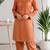 Rust glass satin mirror work kurta with pant and dupatta