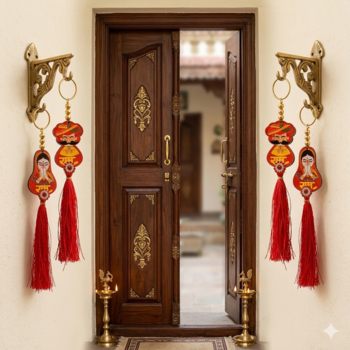 Handmade Ram Ram Ji Rajasthani Hanging Decorative Tassel Latkan for Home Decoration (Pack of 4) 1