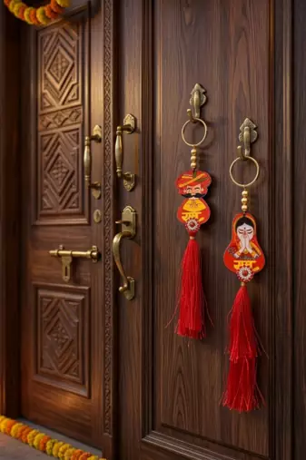 Handmade Ram Ram Ji Rajasthani Hanging Decorative Tassel Latkan for Home Decoration (Pack of 4)