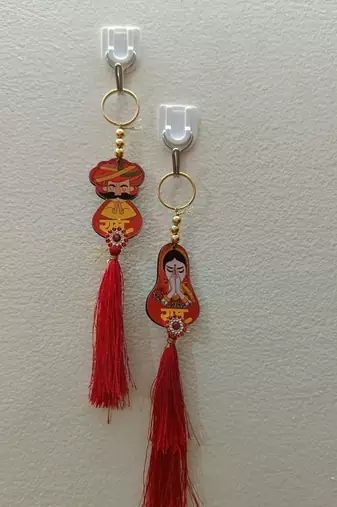 Handmade Ram Ram Ji Rajasthani Hanging Decorative Tassel Latkan for Home Decoration (Pack of 4)