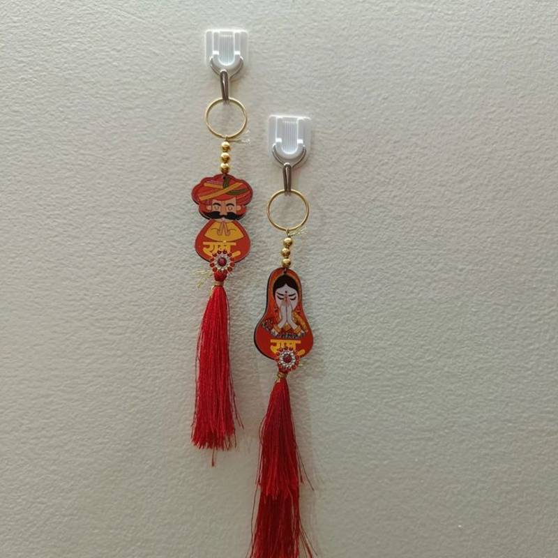 Handmade Ram Ram Ji Rajasthani Hanging Decorative Tassel Latkan for Home Decoration (Pack of 4)