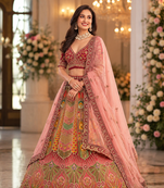 multicolor color Dori and Embroidery Sequince and Diamond work silk blend Lehenga Choli setHandwork 