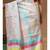 Off-white mal chanderi with kantha work saree with blouse piece