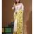 Off-white mal chanderi with kantha work saree with blouse piece