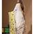 Off-white mal chanderi with kantha work saree with blouse piece