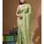 Green pure linen with kantha work saree with blouse piece