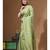 Green pure linen with kantha work saree with blouse piece