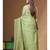 Green pure linen with kantha work saree with blouse piece