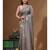 Davy's grey pure linen with kantha work saree with blouse piece