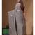 Davy's grey pure linen with kantha work saree with blouse piece