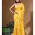 Mustard yellow pure linen with kantha work saree with blouse piece