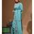 Teal blue pure linen with kantha work saree with blouse piece