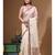 Beige supernet with kantha work saree with blouse piece
