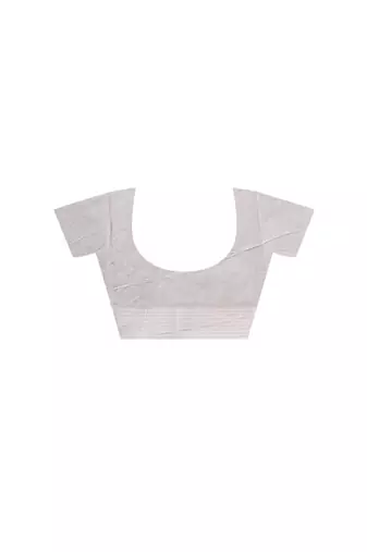 Off-white supernet with embroidery saree with blouse piece