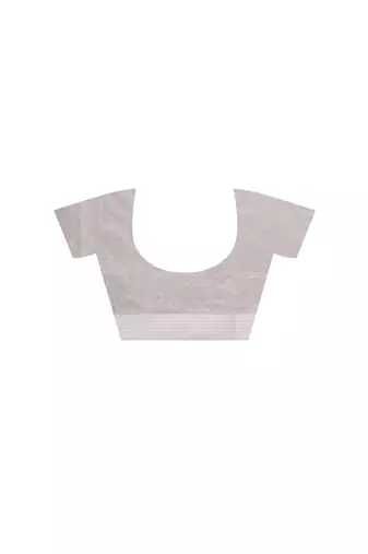 Off-white supernet with embroidery saree with blouse piece
