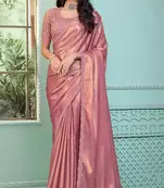 Pink Silk Beautiful Embellished Saree,Sari Comes With Embroidered Blouse