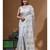 Grey supernet with embroidery saree with blouse piece