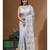 Grey supernet with embroidery saree with blouse piece