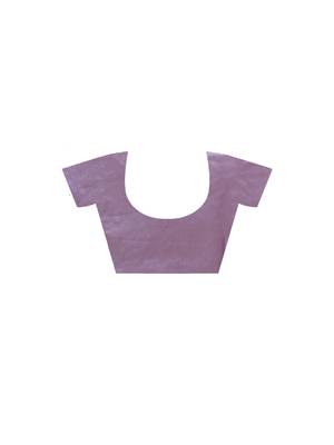 Lavendar supernet with embroidery saree with blouse piece 5
