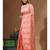 Peach supernet with embroidery saree with blouse piece