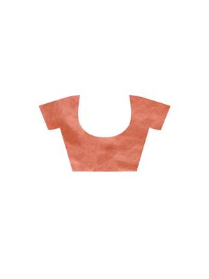 Peach supernet with embroidery saree with blouse piece 5