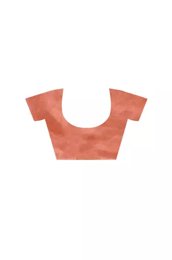 Peach supernet with embroidery saree with blouse piece
