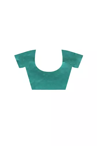 Sea green supernet with embroidery saree with blouse piece