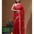 Red supernet with embroidery saree with blouse piece