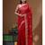 Red supernet with embroidery saree with blouse piece