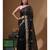 Black supernet with embroidery saree with blouse piece