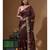 Brown supernet with embroidery saree with blouse piece