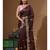Brown supernet with embroidery saree with blouse piece