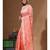 Peach supernet with embroidery saree with blouse piece