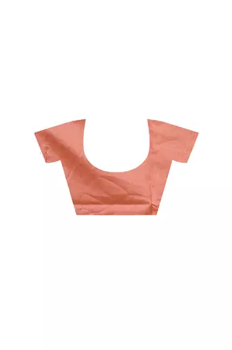 Peach supernet with embroidery saree with blouse piece