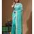 Sea green supernet with embroidery saree with blouse piece