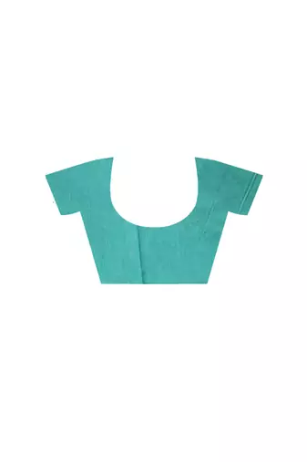 Sea green supernet with embroidery saree with blouse piece