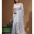 Grey supernet with embroidery saree with blouse piece