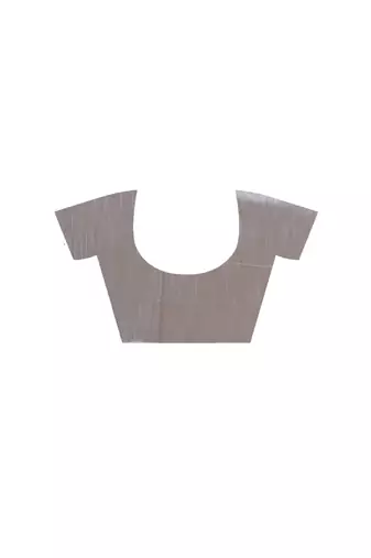 Grey supernet with embroidery saree with blouse piece