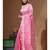 Pink supernet with embroidery saree with blouse piece