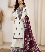white color embroidery work reyon salwar suit
