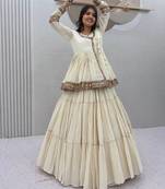 Navratri Special Off White Kediya Style Cotton Chaniya Choli
