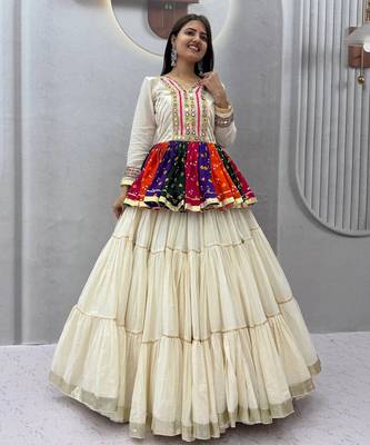 Navratri Multicolour Gamthi Work Kediya Lehenga Choli 1