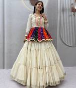 Navratri Multicolour Gamthi Work Kediya Lehenga Choli