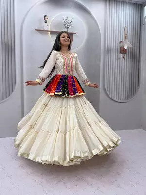 Navratri Multicolour Gamthi Work Kediya Lehenga Choli 2