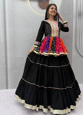 Navratri Multicolour Gamthi Work Kediya Lehenga Choli 1